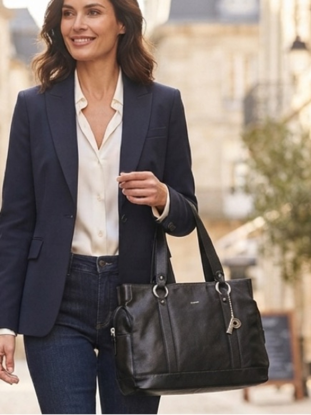 Chic Picard 3 Section Black Leather Bag